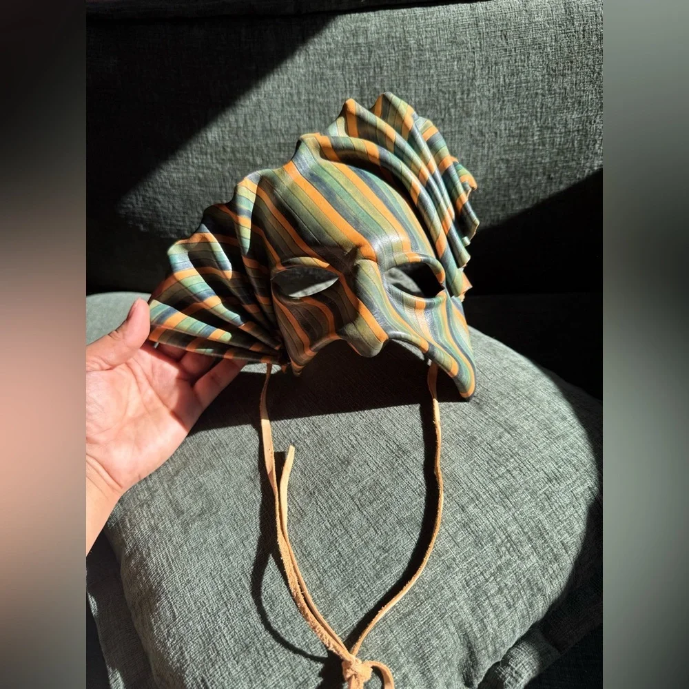 Handmade Masquerade Striped Multicolor Mask